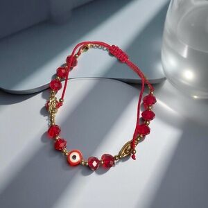 Elegant Red Beaded Bracelet with Gold Accents ✝️